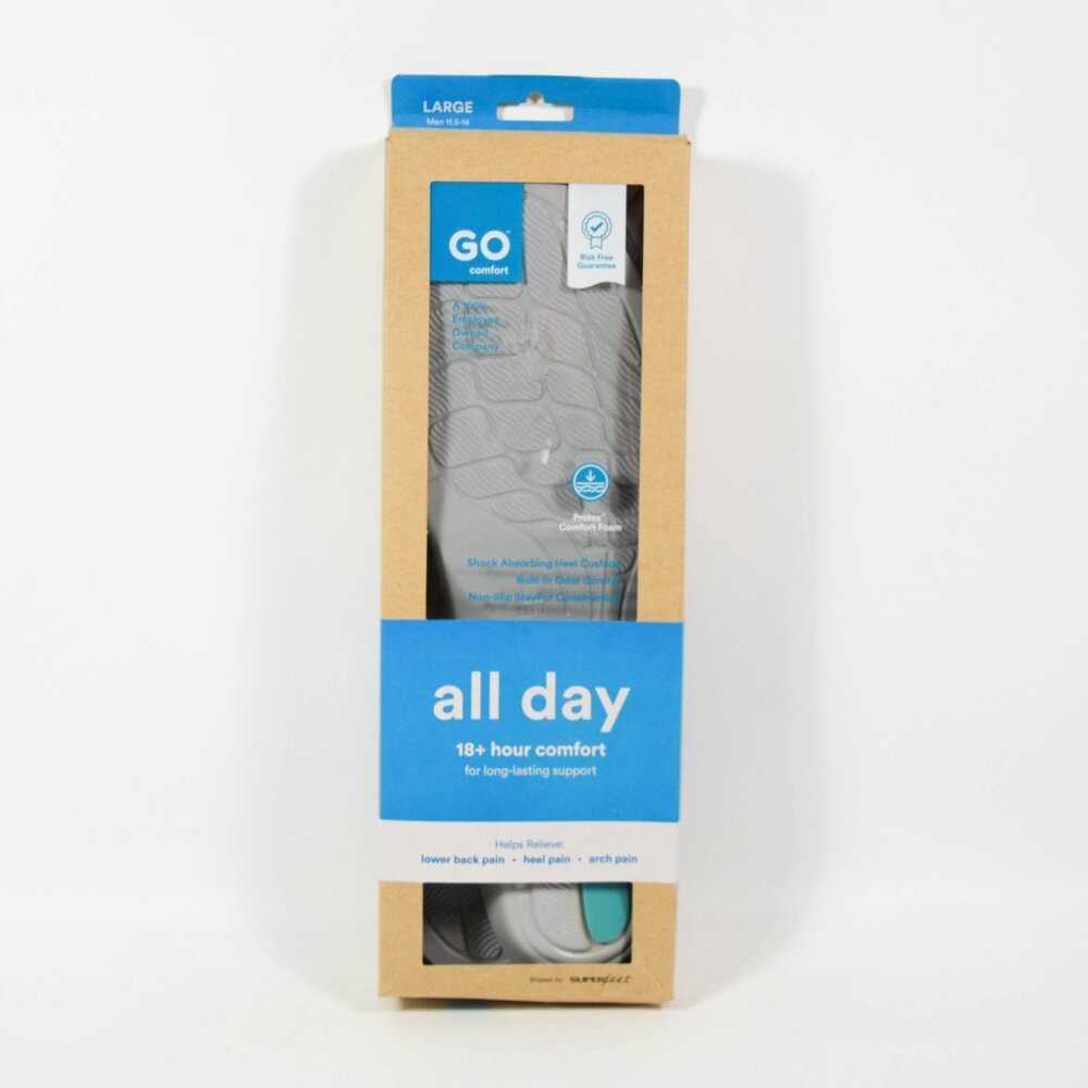 Superfeet Go Comfort All Day 18+ Hour Comfort Shoe Insoles Large Men 11.5-14